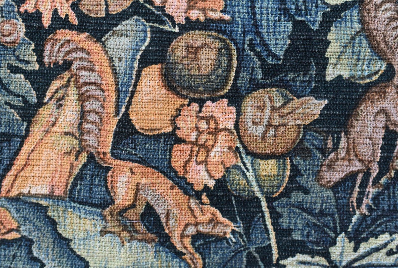 photo for sale French Antique Tapestry Deer Floral Hand Woven Verdure