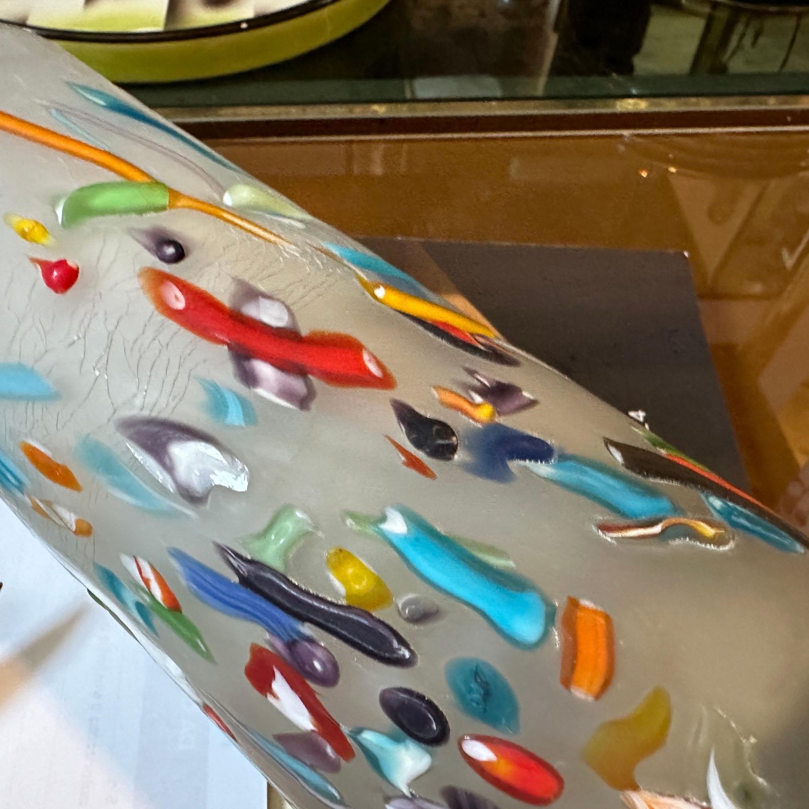 1980s Modern Millefiori Style Murano Glass Cylinder Vase photo buy