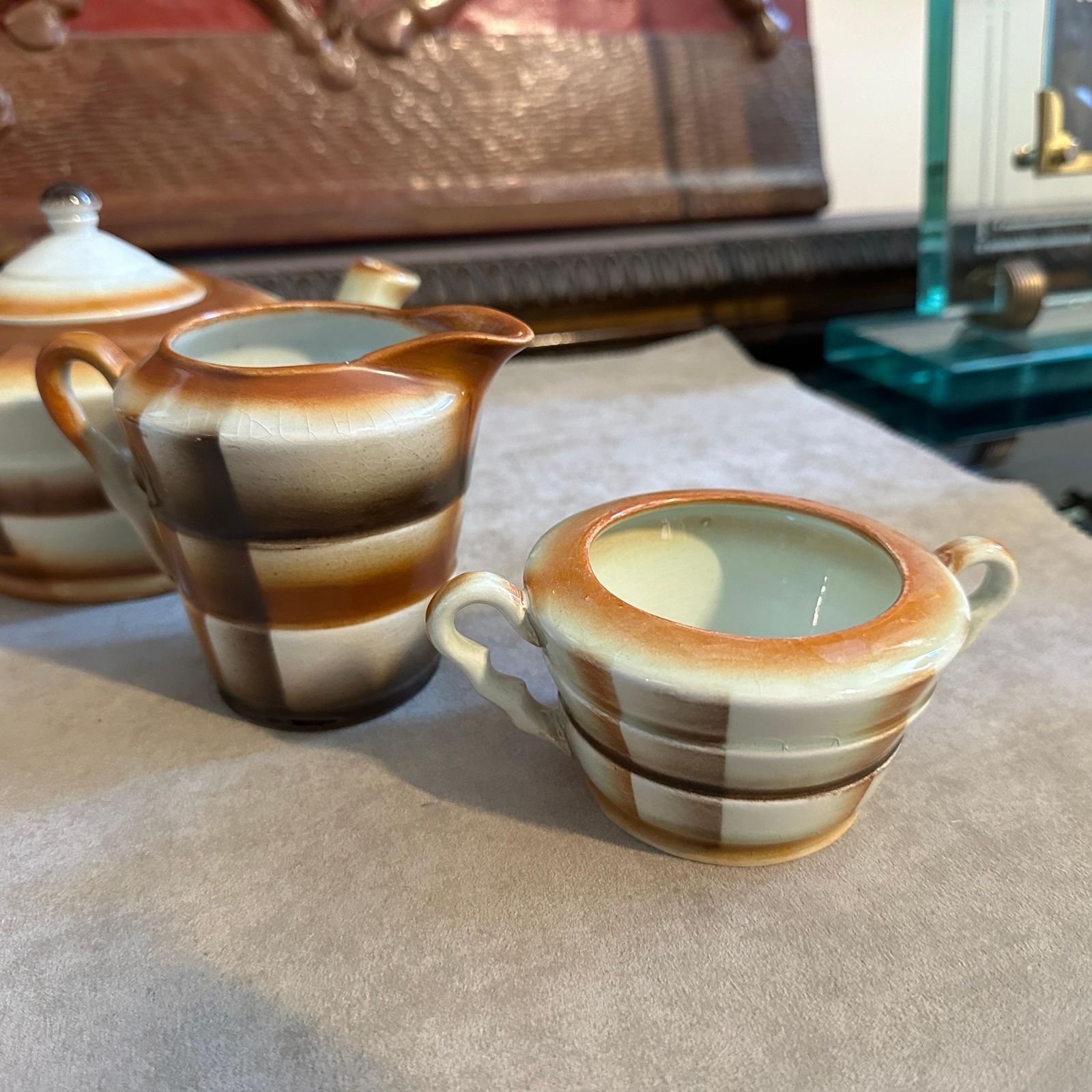 1930s Art Deco Airbrushed Ceramic Tea Set By Ceramiche Piemontesi photo vintage