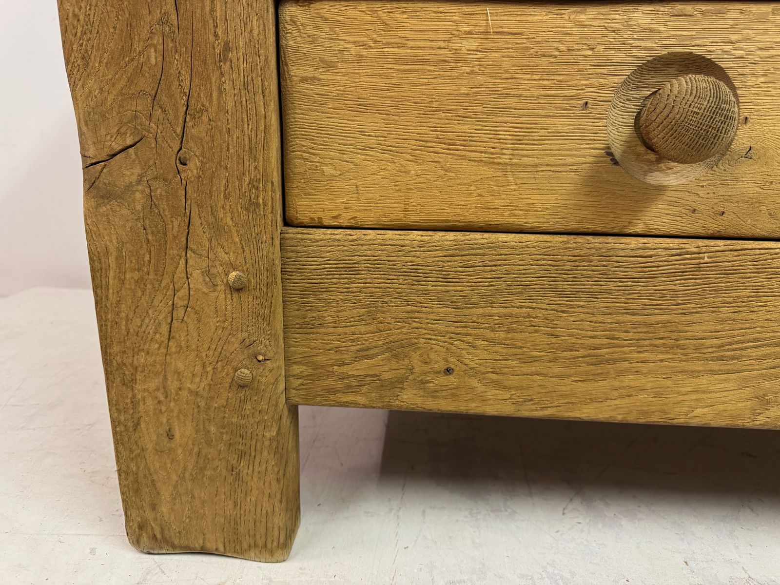 photo buy Brutalist Two Drawer Chest In Solid Oak, Belgium, 1960s