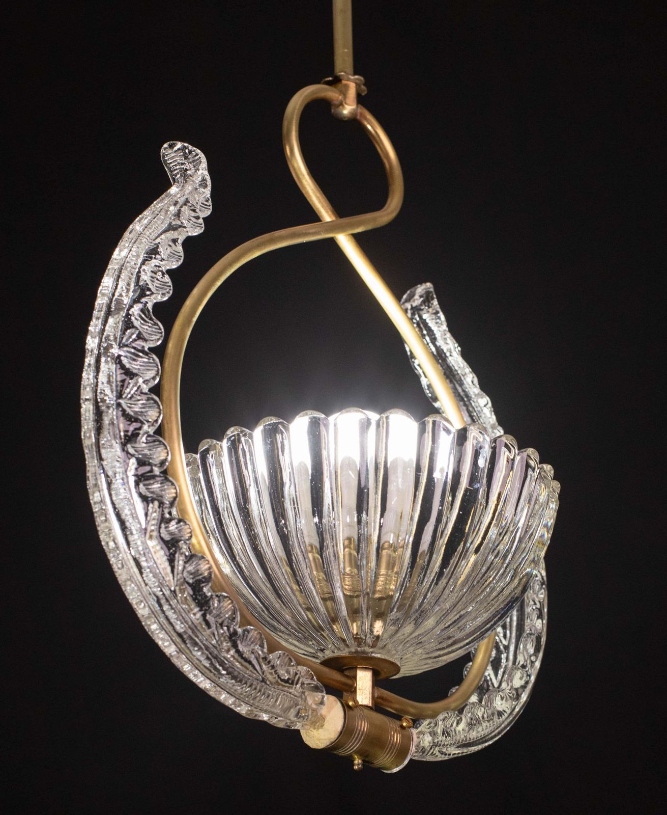 photo furniture Elegant Art Decò Barovier And Toso Chandelier, 1940s