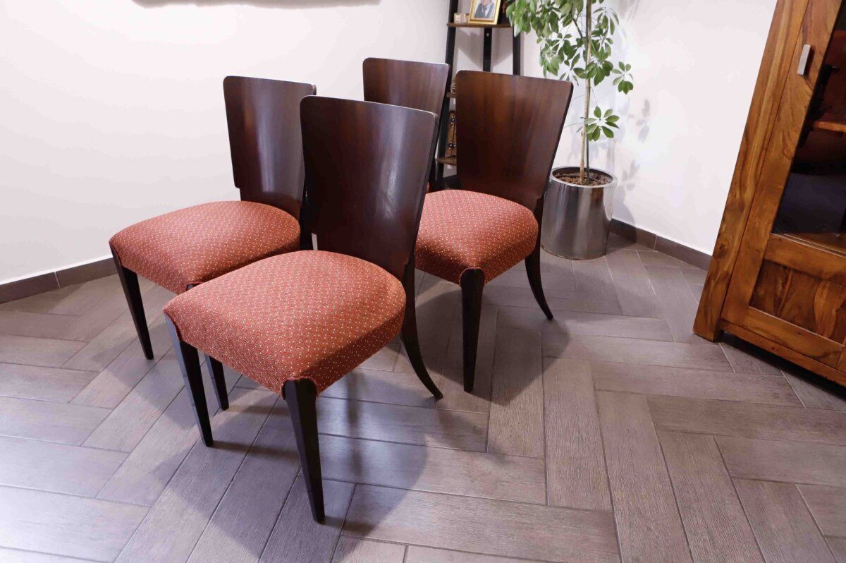 Set Of 4 Lollipop Dining Chairs H 214 By Jindřich Halabala photo vintage