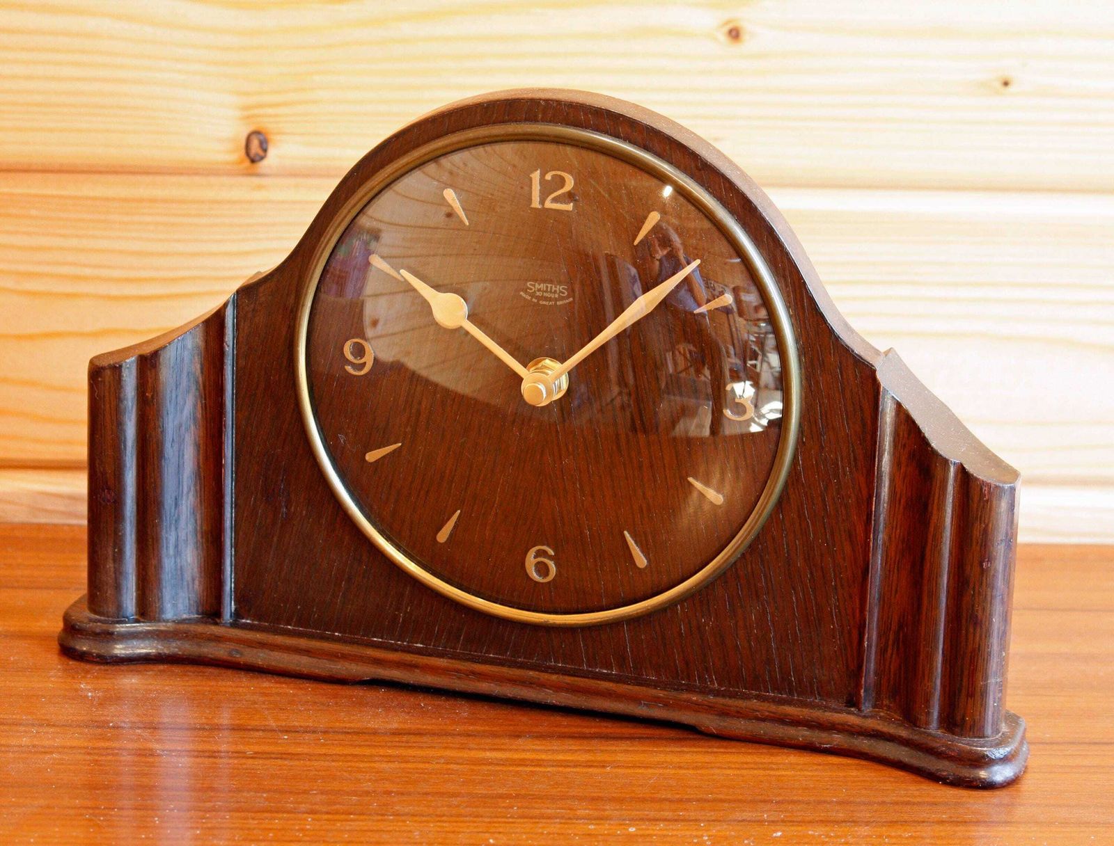 Vintage Smiths Mantel Clock   31cm Wooden Retro Mid Century 1950s Desk Clock Off The Wall Clocks