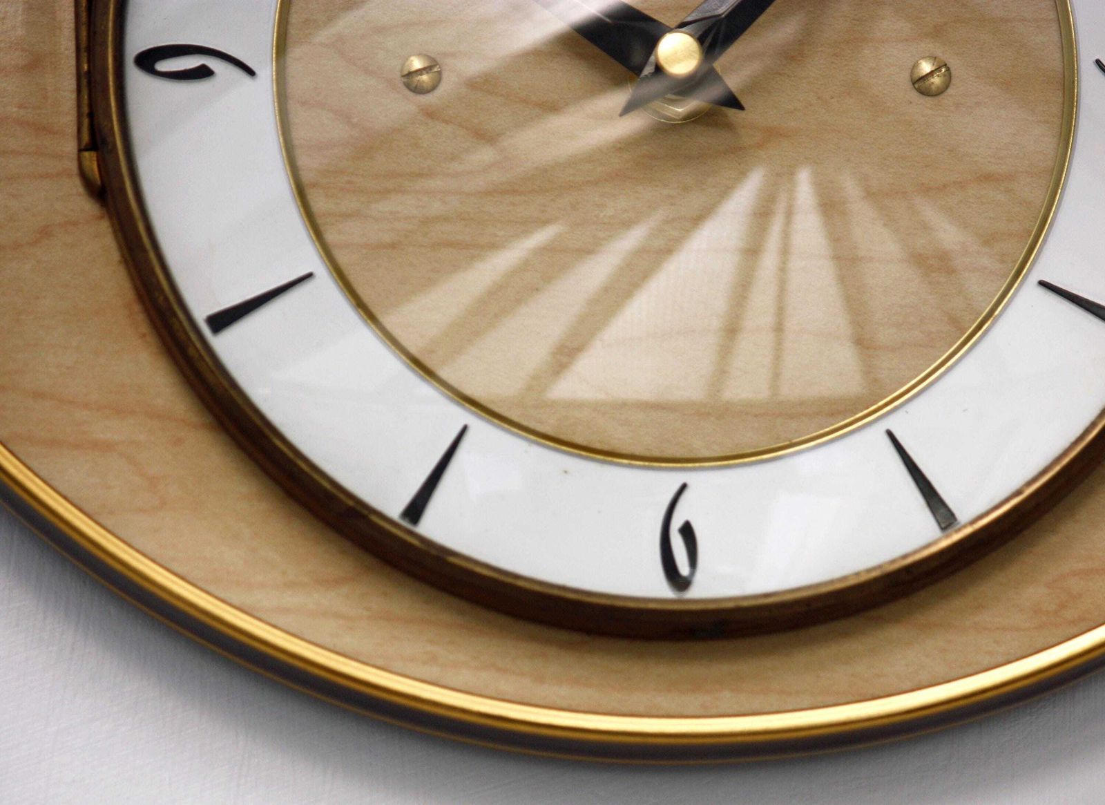 Vintage Smi Wall Clock   26cm Mid Century Style Wooden Formica French Retro Wooden 1960s Atomic Gift photo Home Decor