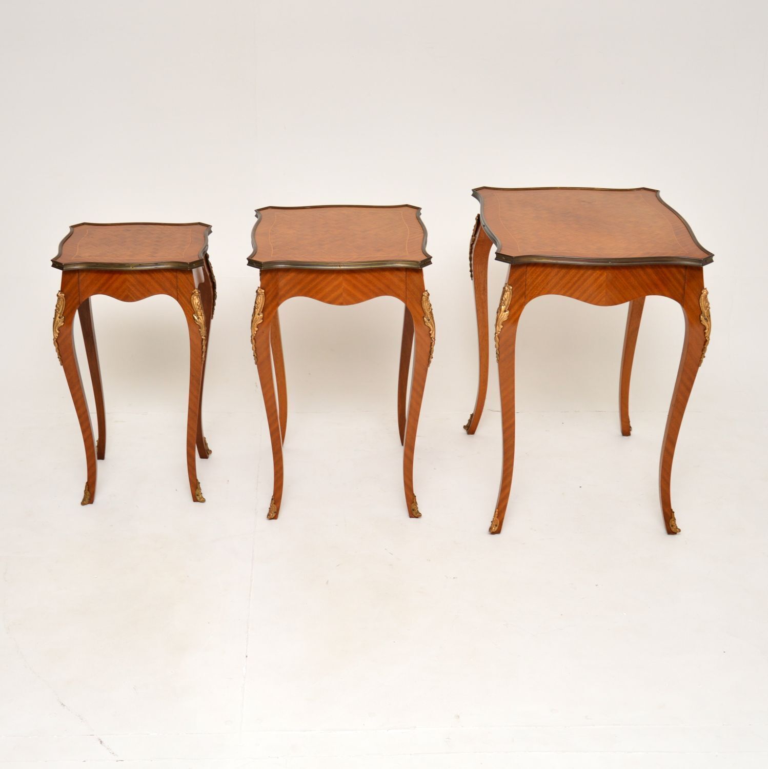 Antique French Louis XV Style Parquetry Top Nest Of Tables photo Furniture