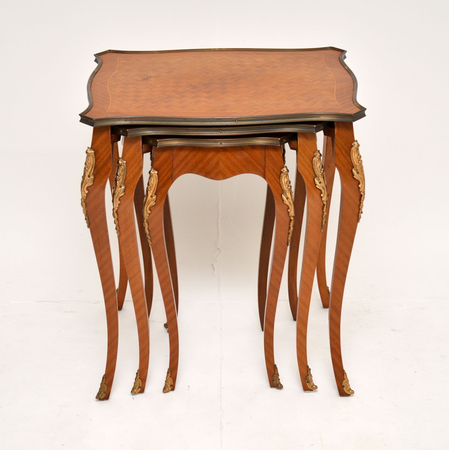 photo for sale Antique French Louis XV Style Parquetry Top Nest Of Tables