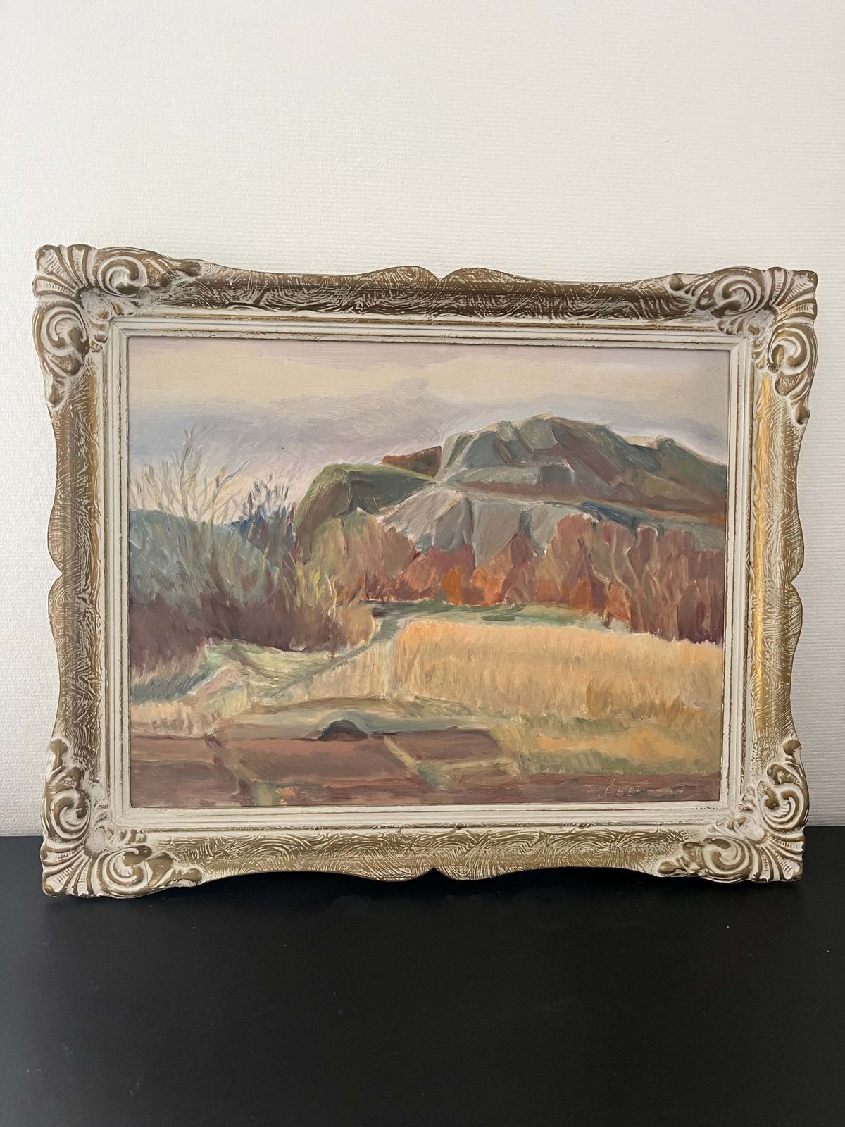 Autumn Fields” – Original Landscape Painting By R. åberg, Sweden 1947 photo furniture