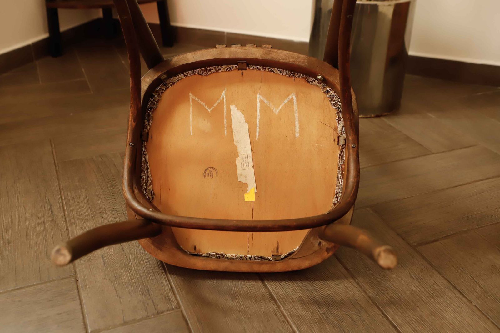 photo for sale Set Of Four Bentwood Ton Chairs From The 1970s With Floral Upholstery