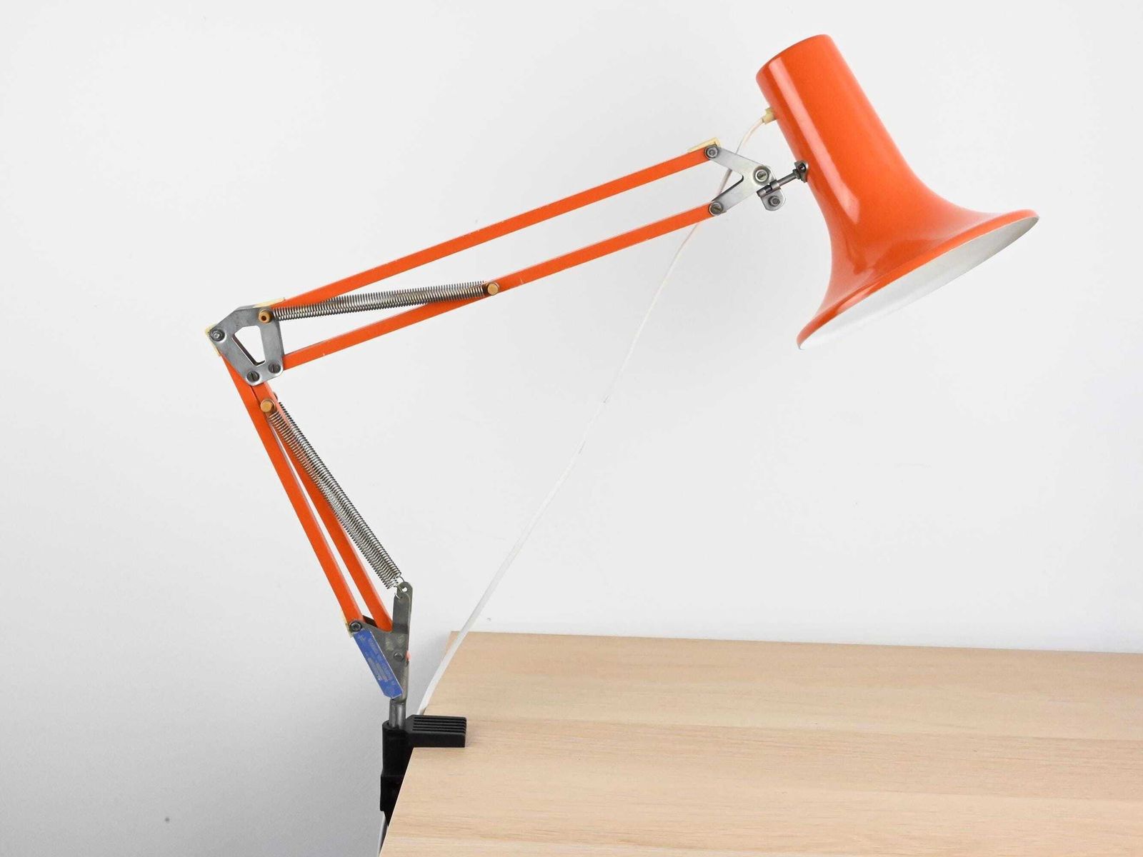 Vintage Szarvasi Hungary Industrial Desk Lamp, Architect Lamp, Orange Desk Lamp, Mid Century Lamp, Mid Century Lighting, Table Lamp