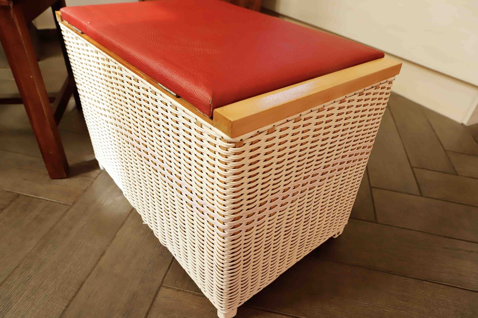 Retro Rattan Chest For Seating And Storage photo for sale