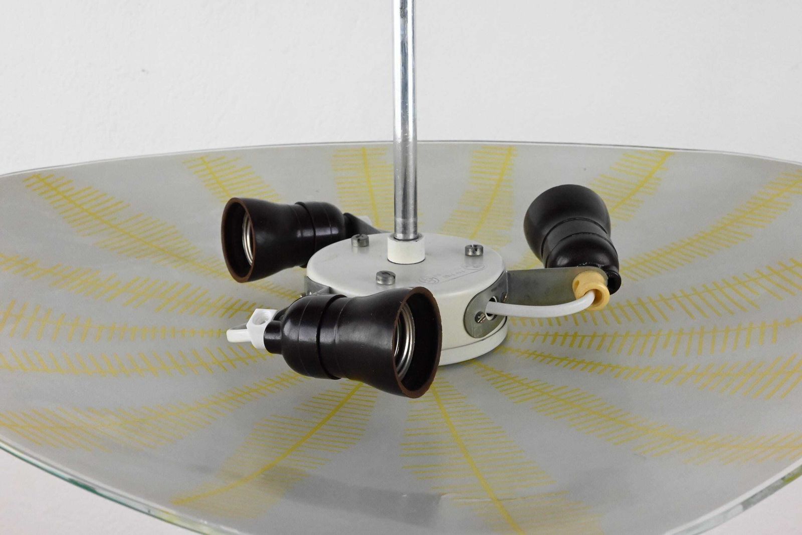 Triangle Glass Ceiling Lamp, Atomic Lighting, Mid Century Lighting, Mid Century Lamp, Ceiling Light, Mid Century Modern. Mid Century Light photo vintage