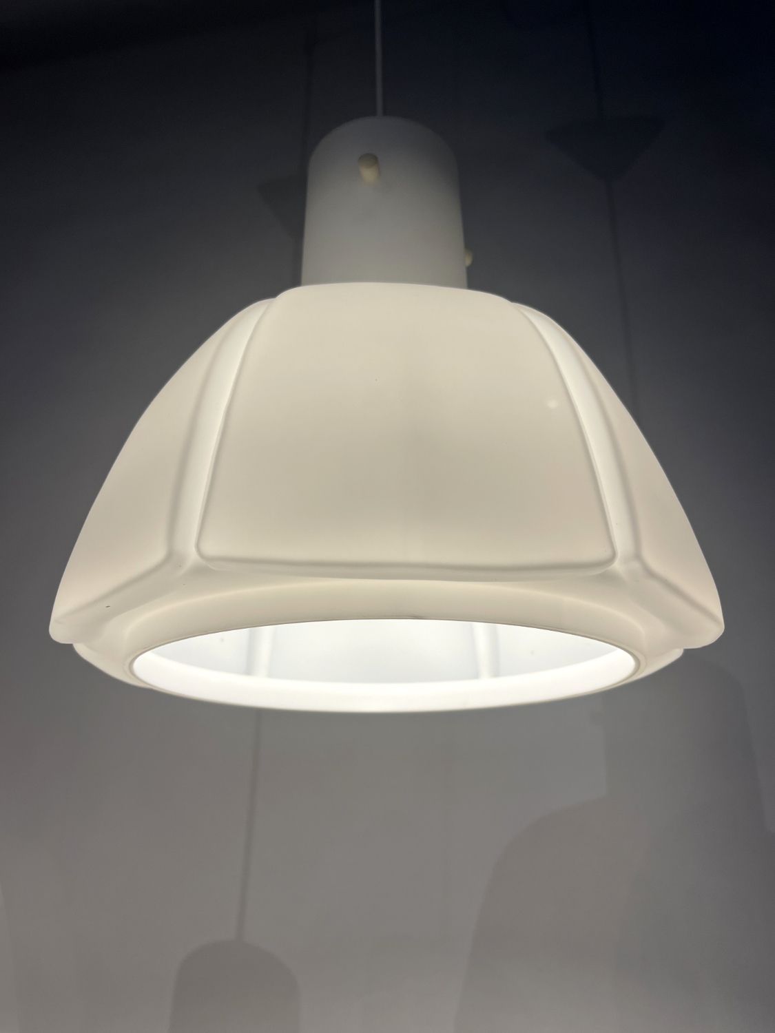 Pair Of 1970s Matt Opaline Glass Ceiling Pendants By Glashutte Limburg Germany   photo buy