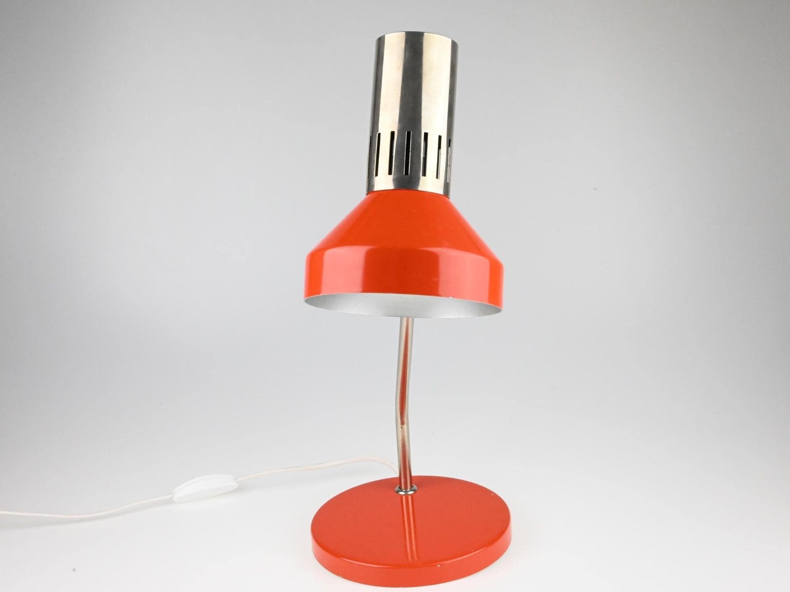 Vintage Red Table Lamp, Aka Ddr Lamp, Red Lamp, Mid Century Lamp, Table Lamp, Desk Lamp, Bedside Lamp, Table Light, Lighting, Vintage Lamp photo for sale