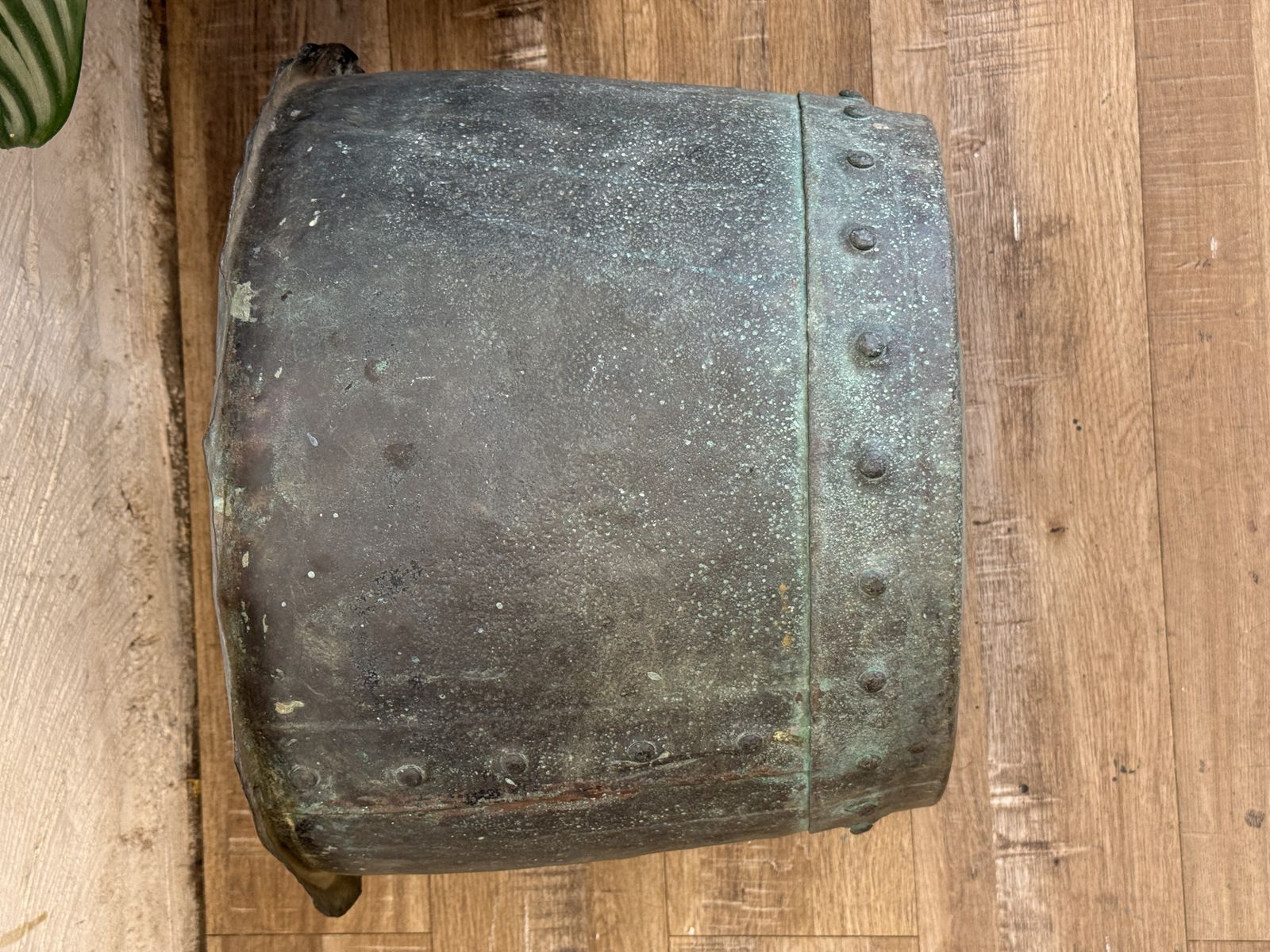 Garden Decor Antique Copper Copper – 19th Century Riveted Planter With Verdigris Patina photo