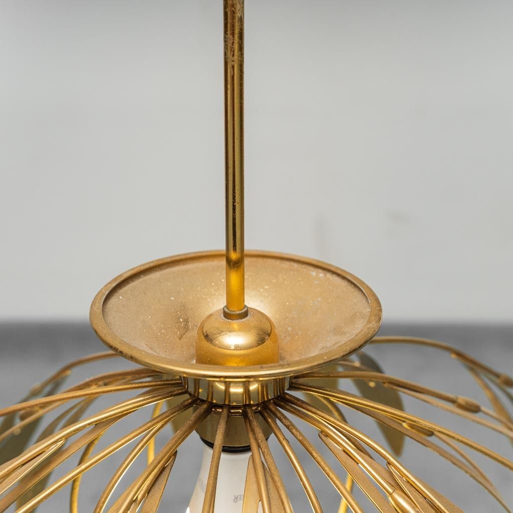 1970s Vintage Modern Brass Flower Shaped Chandelier photo 340.0