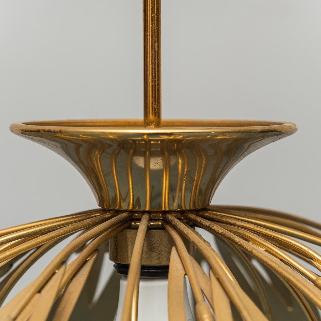 1970s Vintage Modern Brass Flower Shaped Chandelier photo vintage
