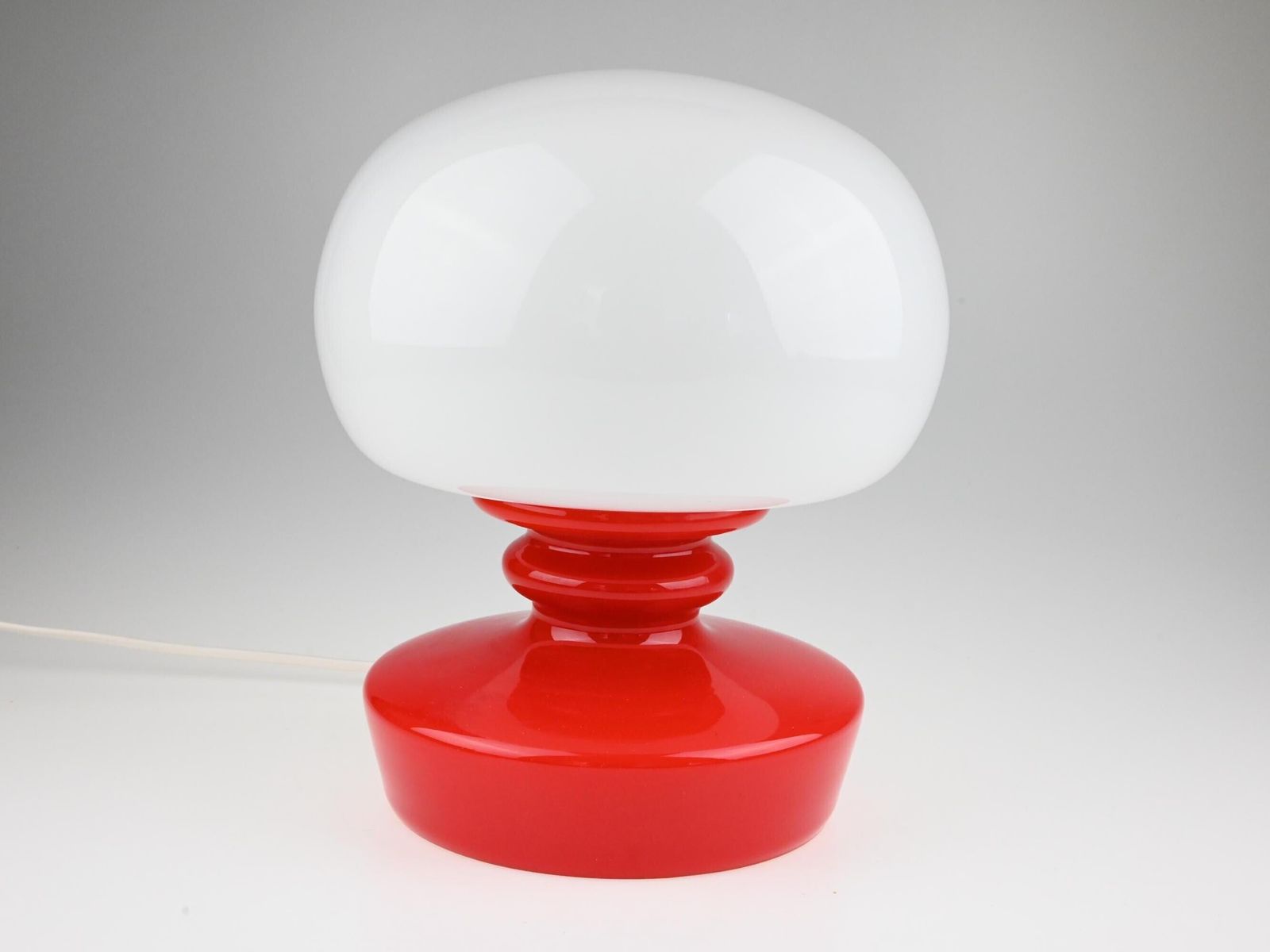 Vintage Stepan Tabery Red & White Glass Table Lamp, Vintage Glass Lamp, Vintage Desk Lamp, Mid Century Lamp, Bedside Lamp, Mid Century Light photo vintage