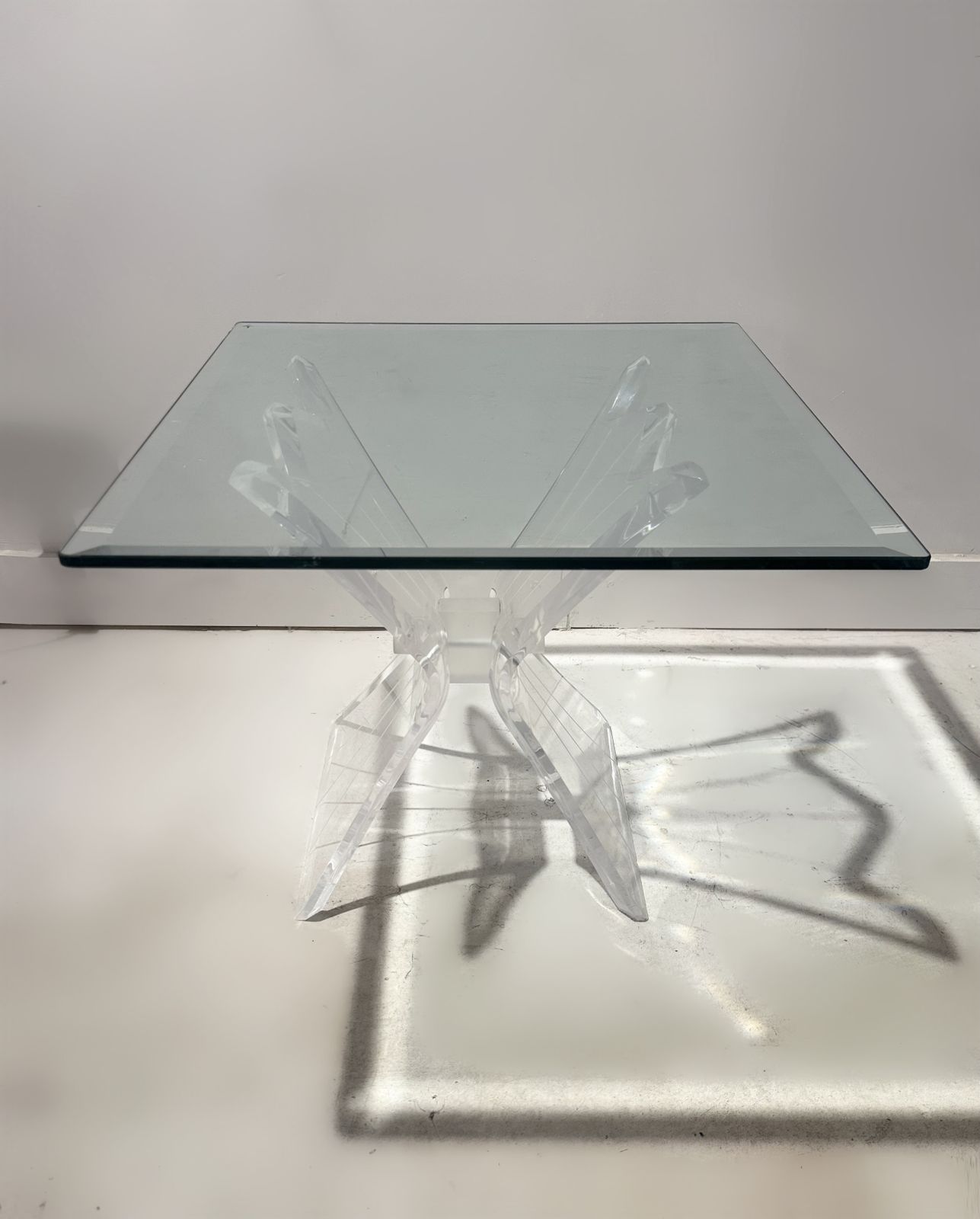 Glass And Lucite Coffee Table By Lion In Frost New York, 1970