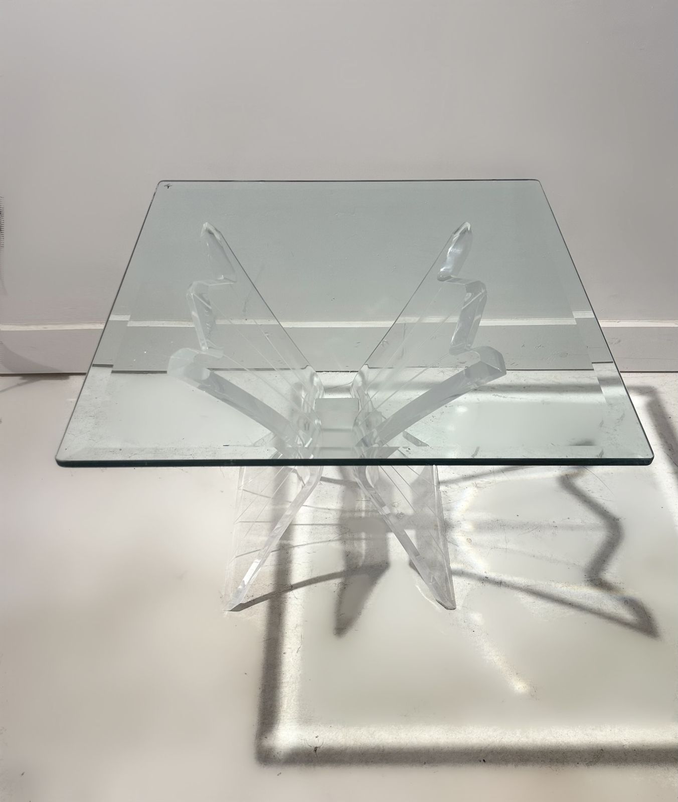 Glass And Lucite Coffee Table By Lion In Frost New York, 1970 photo for sale