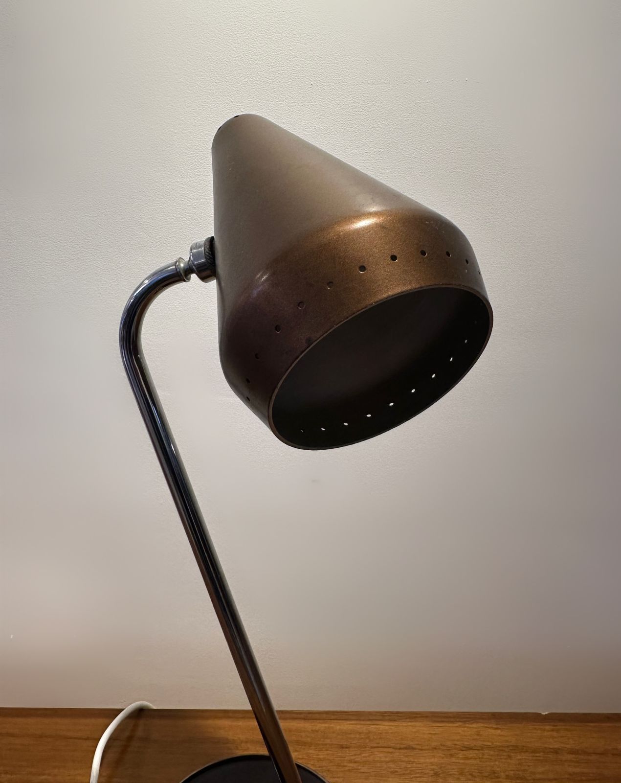 Original Mid Century Chrome And Brass Shop Fitting Lamp Courtney Pope, 1950 photo Lighting