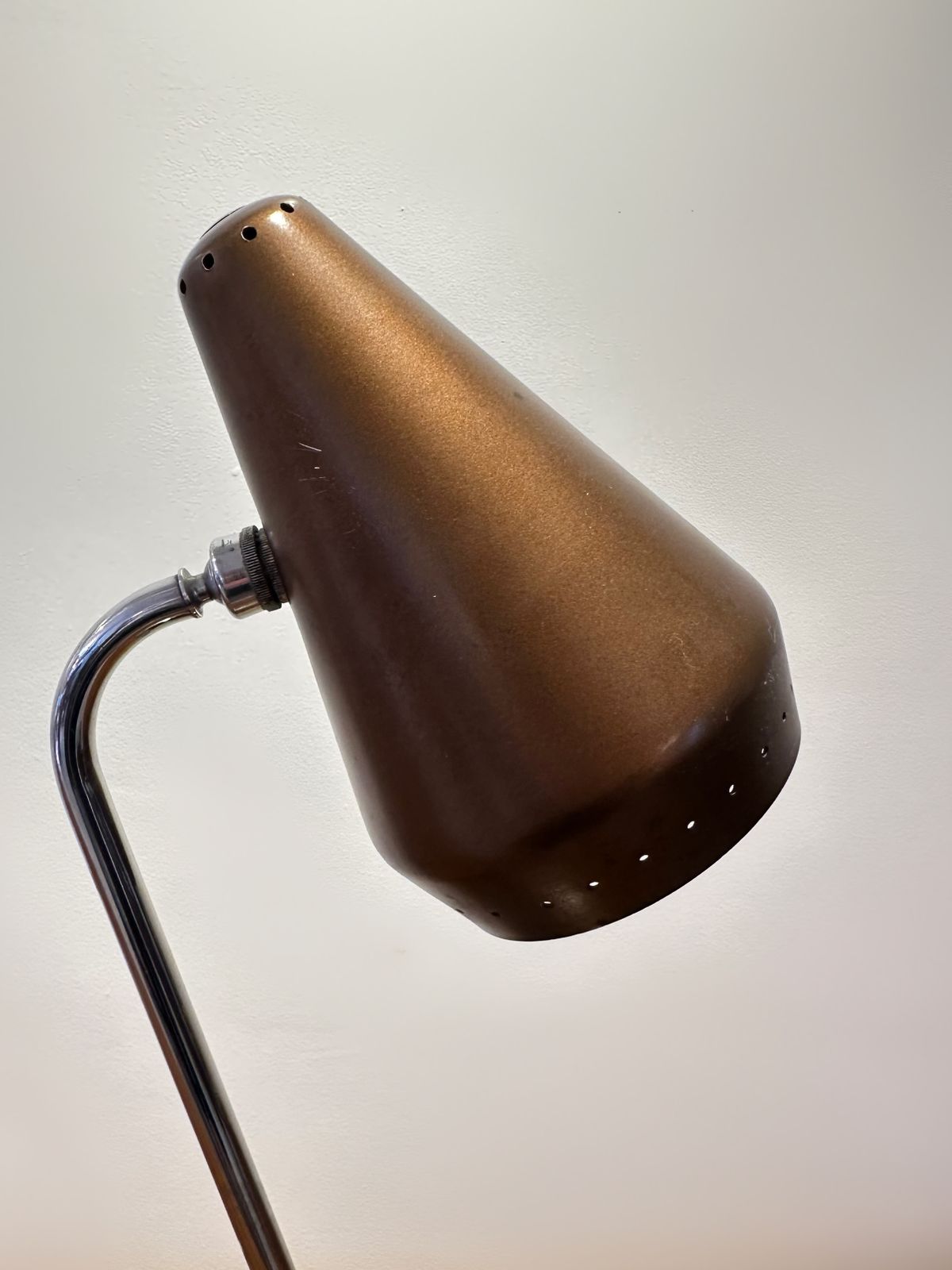 Original Mid Century Chrome And Brass Shop Fitting Lamp Courtney Pope, 1950 photo buy