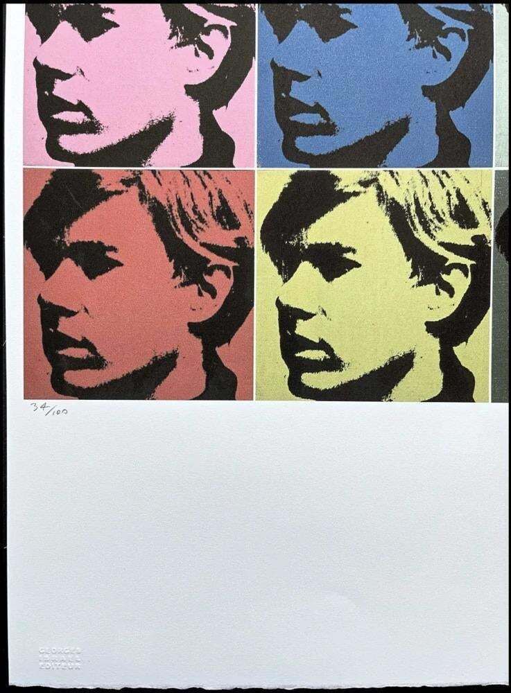 After Andy Warhol, 9x Self Portrait, 1980s, Lithograph photo furniture