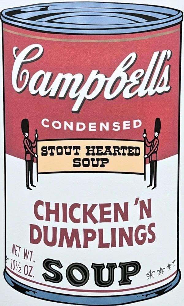 After Andy Warhol, Campbell's Soup Chicken'n Dumplings , 1980s, Lithograph photo furniture