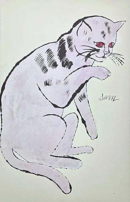 After Andy Warhol, Cat Sam Beige Purple, 1980s, Lithograph photo for sale