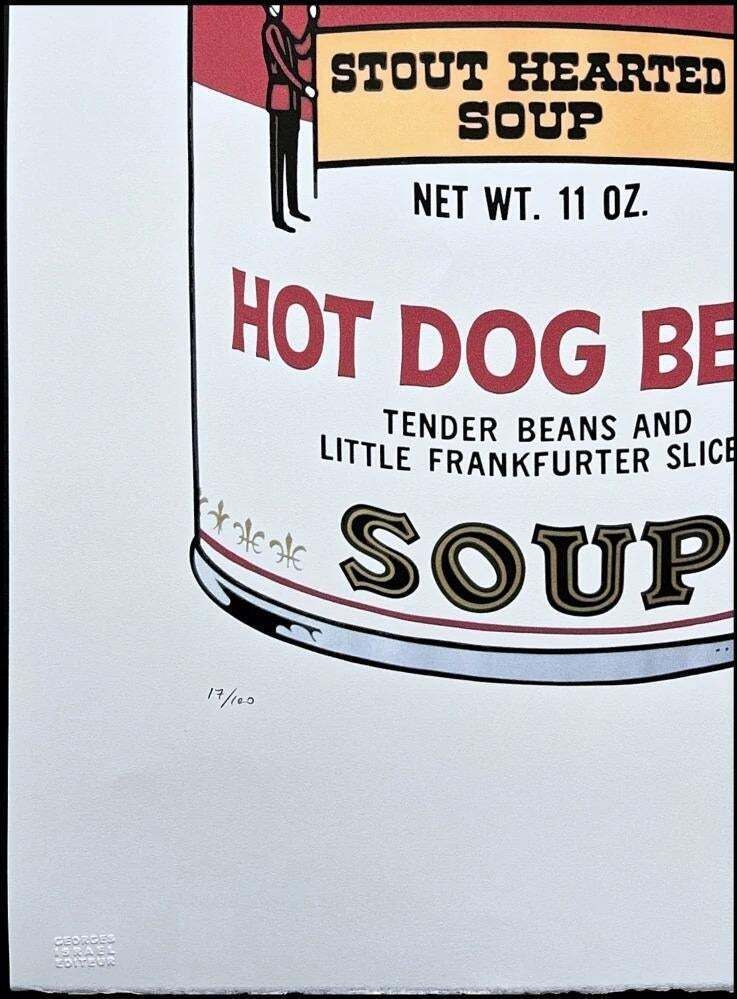After Andy Warhol, Campbell's Soup Hot Dog Bean II, 1980s, Lithograph photo furniture