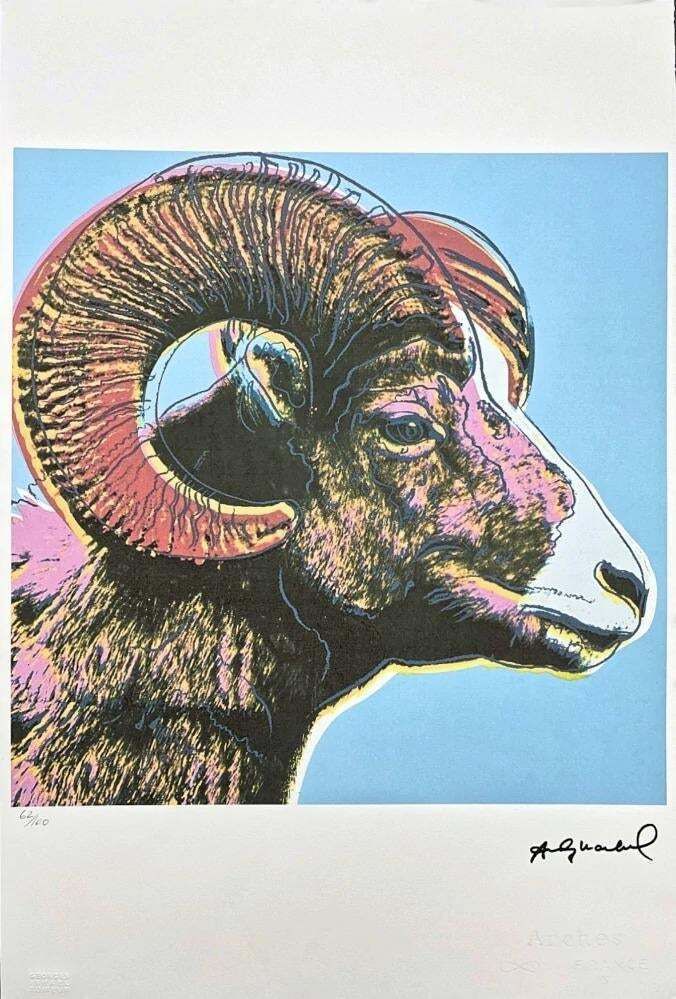 After Andy Warhol, Bighorn Ram Pink Blue, 1980s, Lithograph