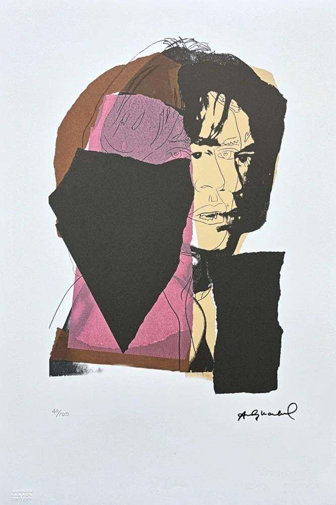 After Andy Warhol,Mick Jagger Pink Black , 1980s, Lithograph