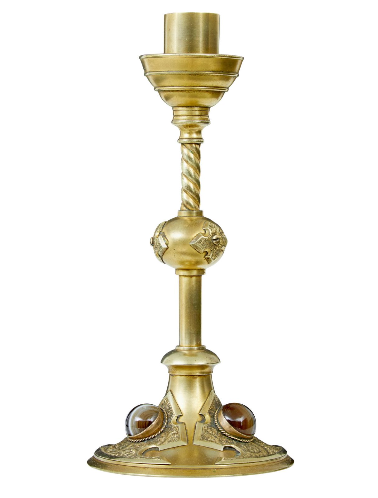 19th Century Aesthetic Movement Brass And Oynx Candlestick photo vinterior