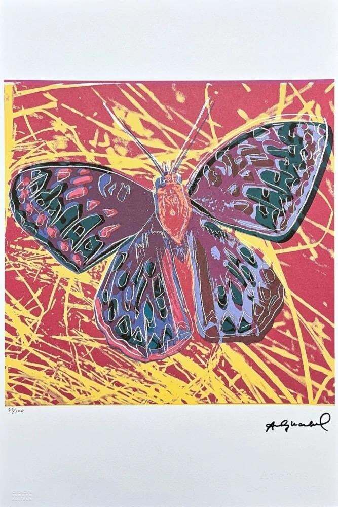 After Andy Warhol, Butterfly Red Yellow, 1980s, Lithograph