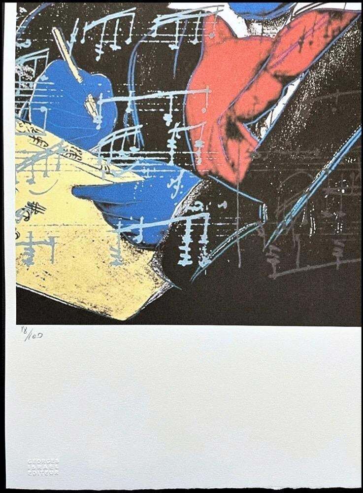 After Andy Warhol, Beethoven   Black Blue, 1980s, Lithograph photo furniture