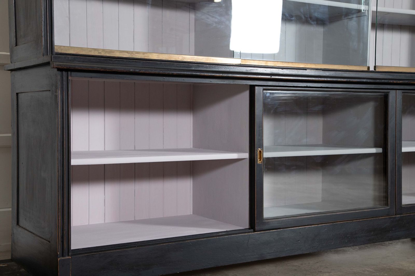 photo furniture Monumental Ebonised Glazed Mahogany & Pine Haberdashery Cabinet