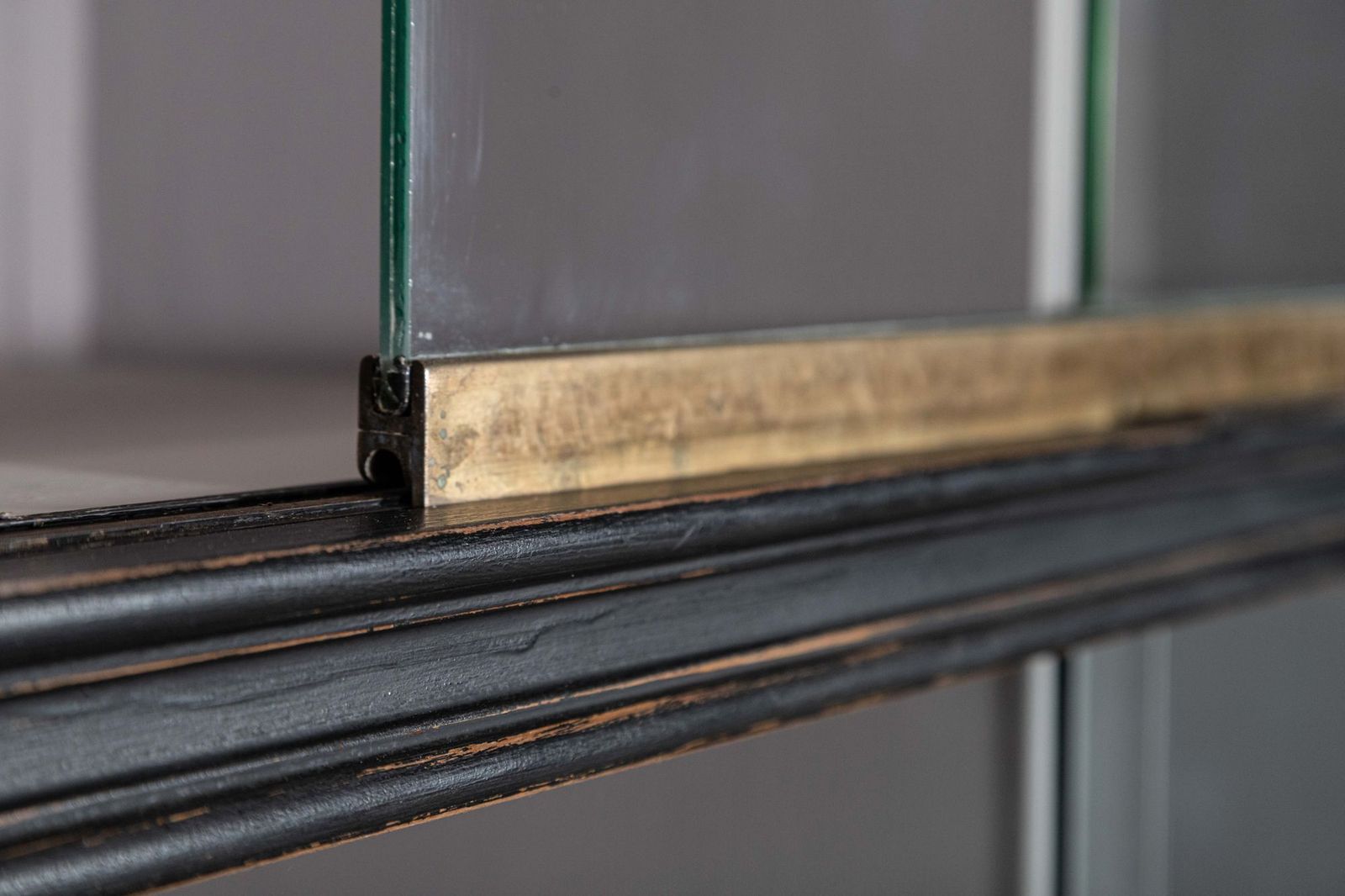 11213.0 Monumental Ebonised Glazed Mahogany & Pine Haberdashery Cabinet photo