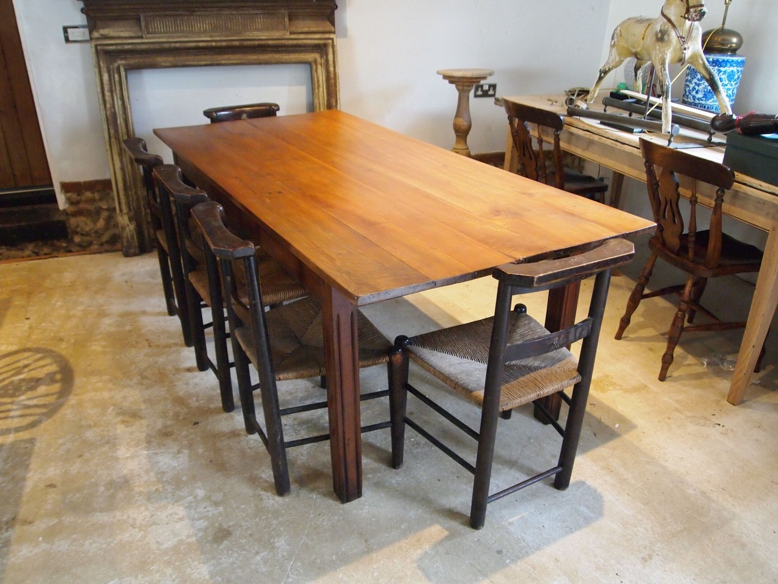 photo furniture Table Stunning Refectory Farmhouse French Cherry Wood C1870