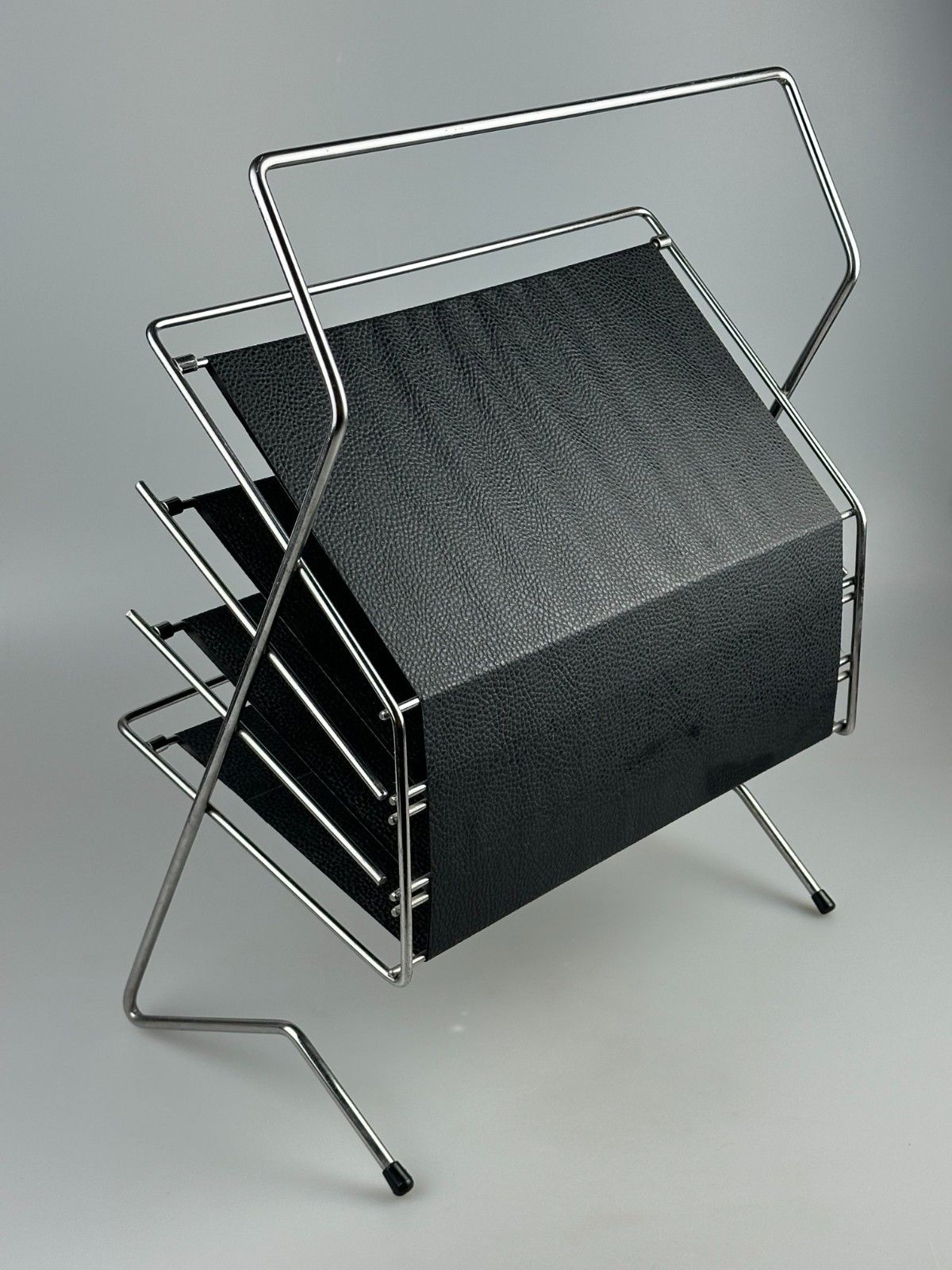 60s 70s Newspaper Holder Magazine Rack Metal Plastic Space Age photo vintage