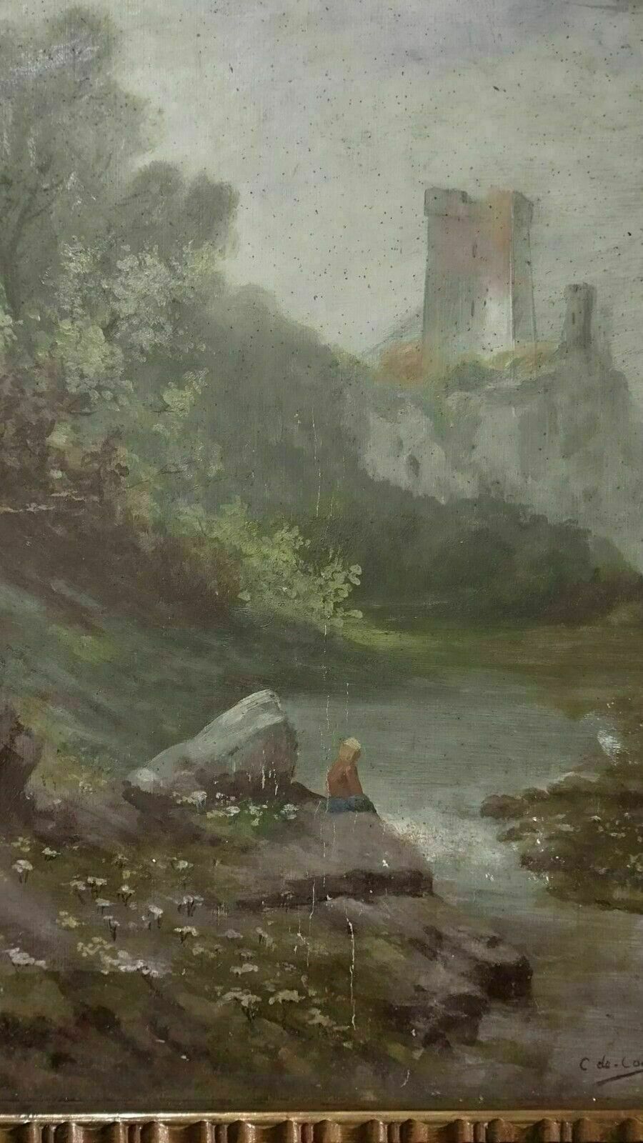 Painting Early 1900s Oil On Cardboard Italy C.De Consoli photo furniture