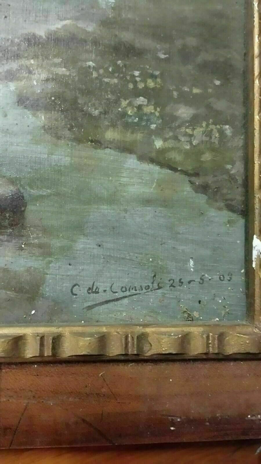 Art Painting Early 1900s Oil On Cardboard Italy C.De Consoli photo