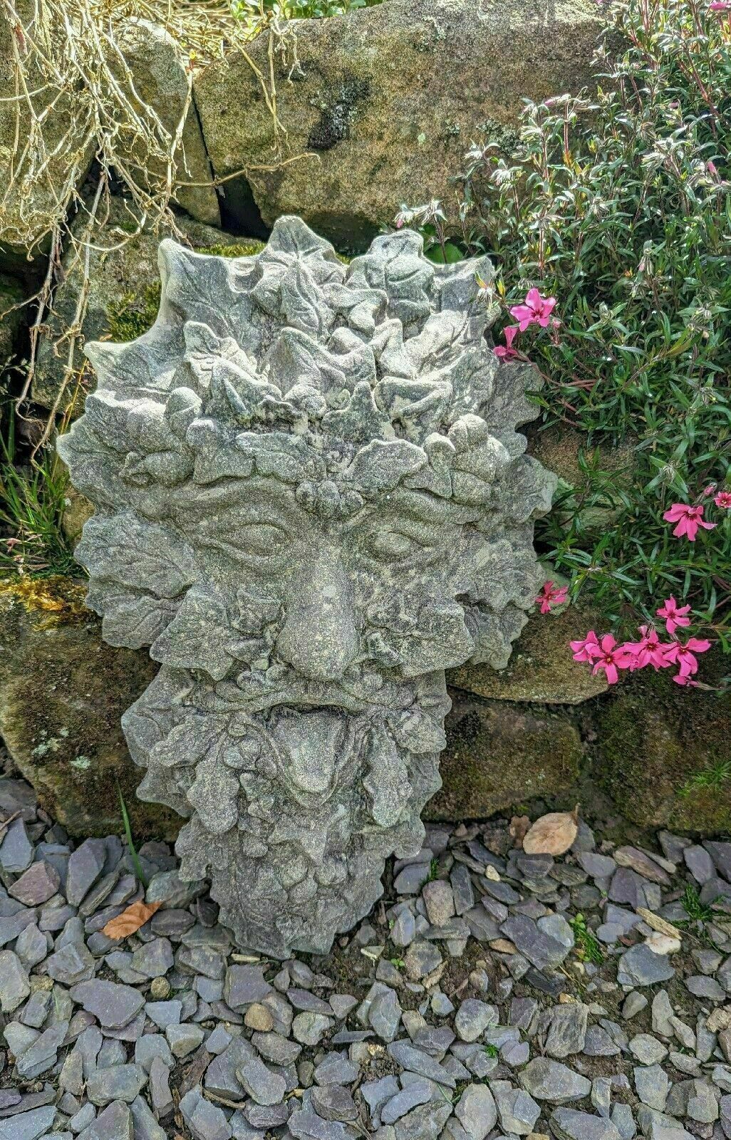 Devonshire Greenman Vintage Garden Face English Stone 0226. photo vinterior