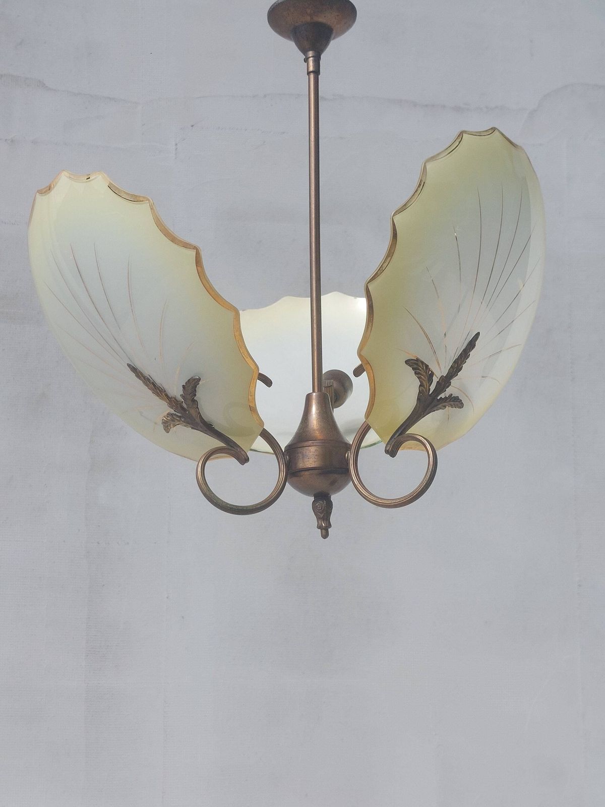 Art Deco Chandelier, Murano Glass By Salviati, Three Arms Chandelier, 1930s photo for sale