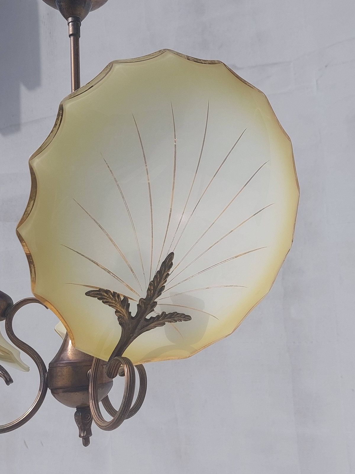Art Deco Chandelier, Murano Glass By Salviati, Three Arms Chandelier, 1930s photo buy