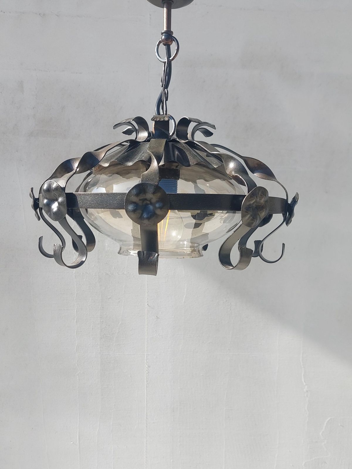Vintage Brutalist Chandelier / Vintage Pendant Lamp / Space Age Pendant Lamp / Mcm Pendant Lamp / Atomic Light / 70's photo furniture