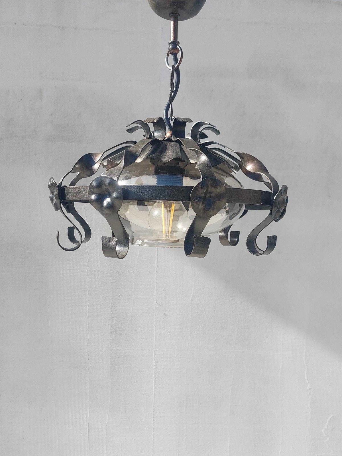 photo furniture Vintage Brutalist Chandelier / Vintage Pendant Lamp / Space Age Pendant Lamp / Mcm Pendant Lamp / Atomic Light / 70's