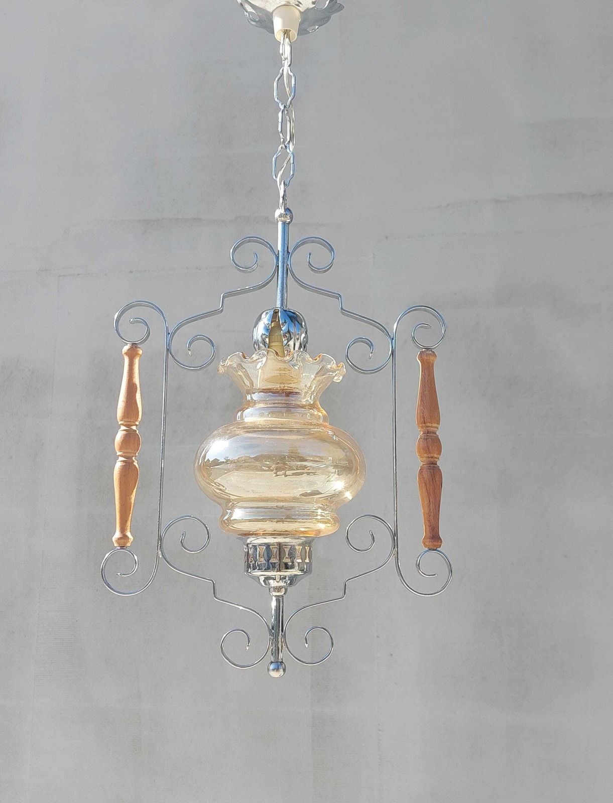 Vintage Chandelier, Vintage Pendant Light, Mid Century Modern Chandelier, Mid Century Hanging Light, Italian Pendant Lamp, Italy, 1970's photo for sale