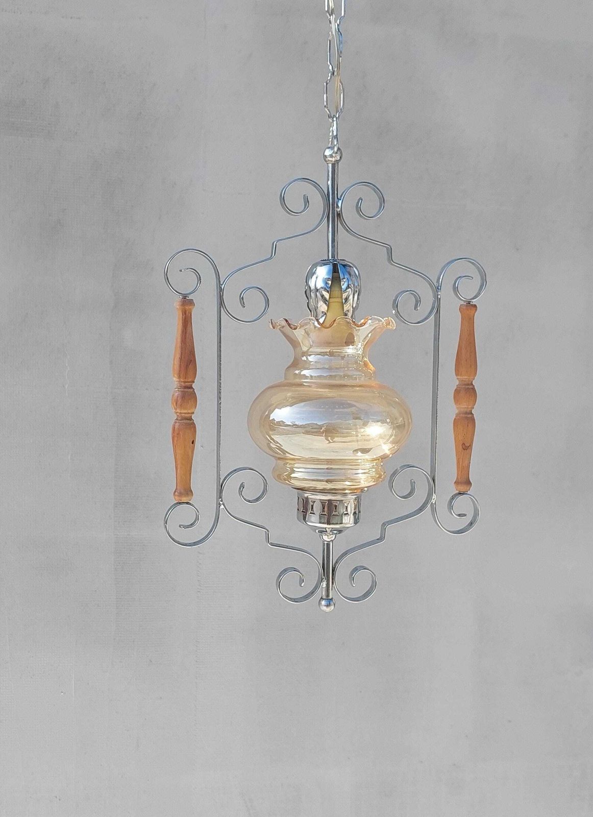 Vintage Chandelier, Vintage Pendant Light, Mid Century Modern Chandelier, Mid Century Hanging Light, Italian Pendant Lamp, Italy, 1970's photo 328.0