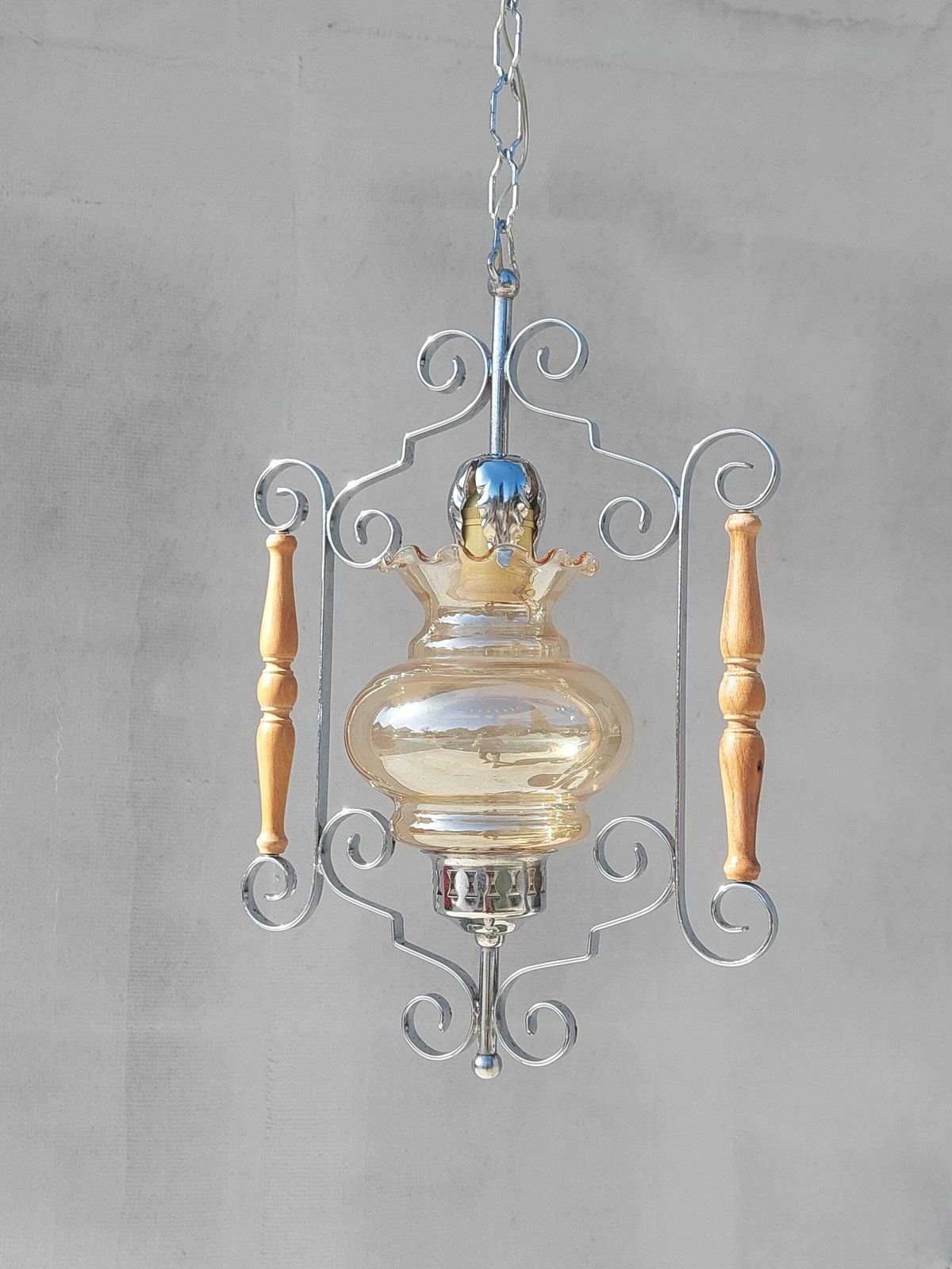 Vintage Chandelier, Vintage Pendant Light, Mid Century Modern Chandelier, Mid Century Hanging Light, Italian Pendant Lamp, Italy, 1970's photo vinterior