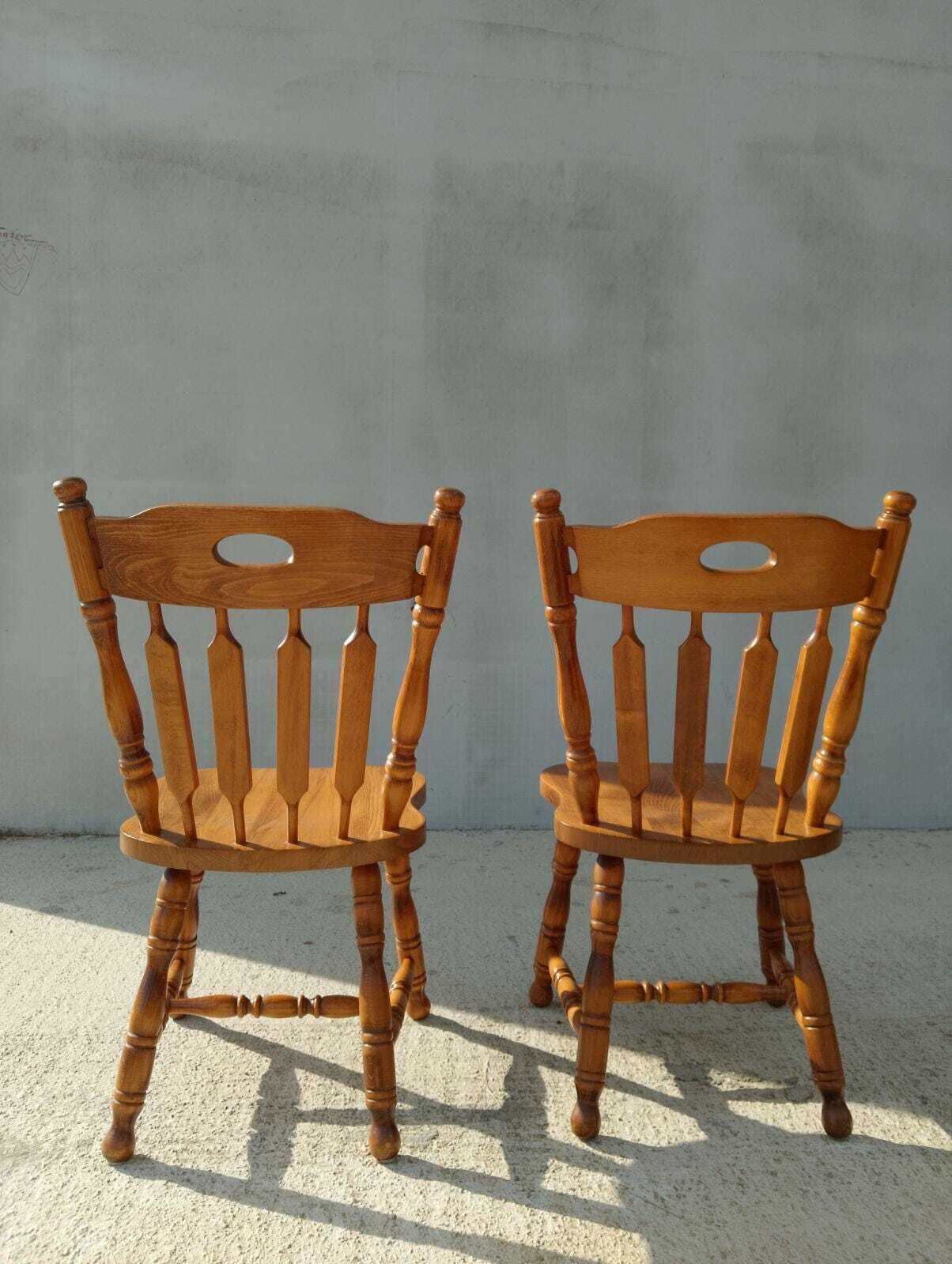 photo furniture Vintage Farmhouse Dining Chairs / Vintage Wooden Dining Chairs / Pair / Cottage Chair / Massive Chair /Rustic Design / Farmhouse / 1995s