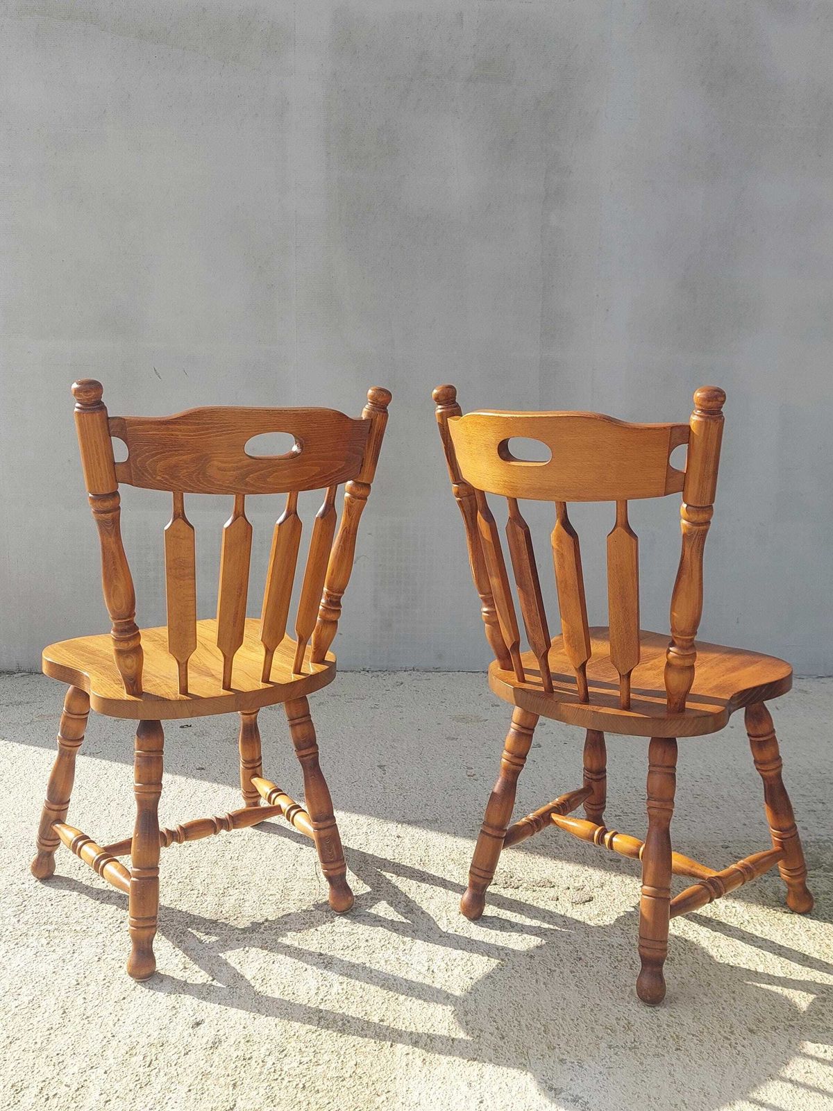 photo for sale Vintage Farmhouse Dining Chairs / Vintage Wooden Dining Chairs / Pair / Cottage Chair / Massive Chair /Rustic Design / Farmhouse / 1995s
